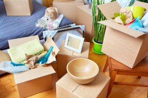 45284832 - moving boxes in new house. real estate concept.